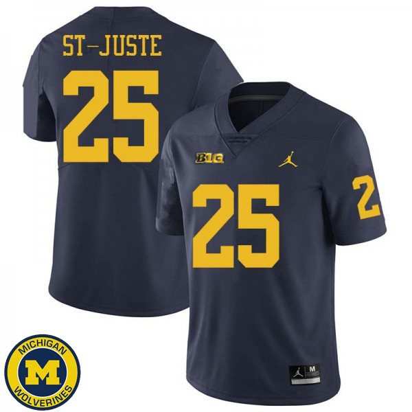 Men University of Michigan #25 Benjamin St-Juste Navy Jordan Brand Official Game Jersey